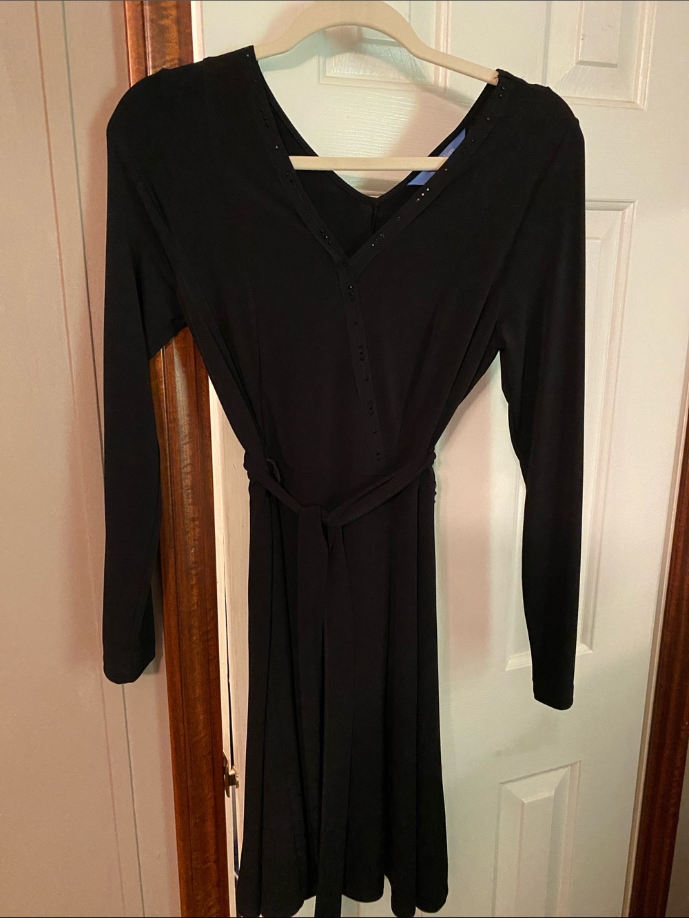 Simply Vera Vera Wang Black Long Sleeve V-Neck A-Line Dress